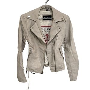 GUESS FAUX LEATHER LACE UP JACKET